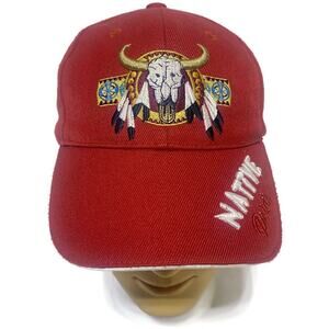 American Indian Native Pride Ball Cap Embroidered Red Horned Skull Adjustable
